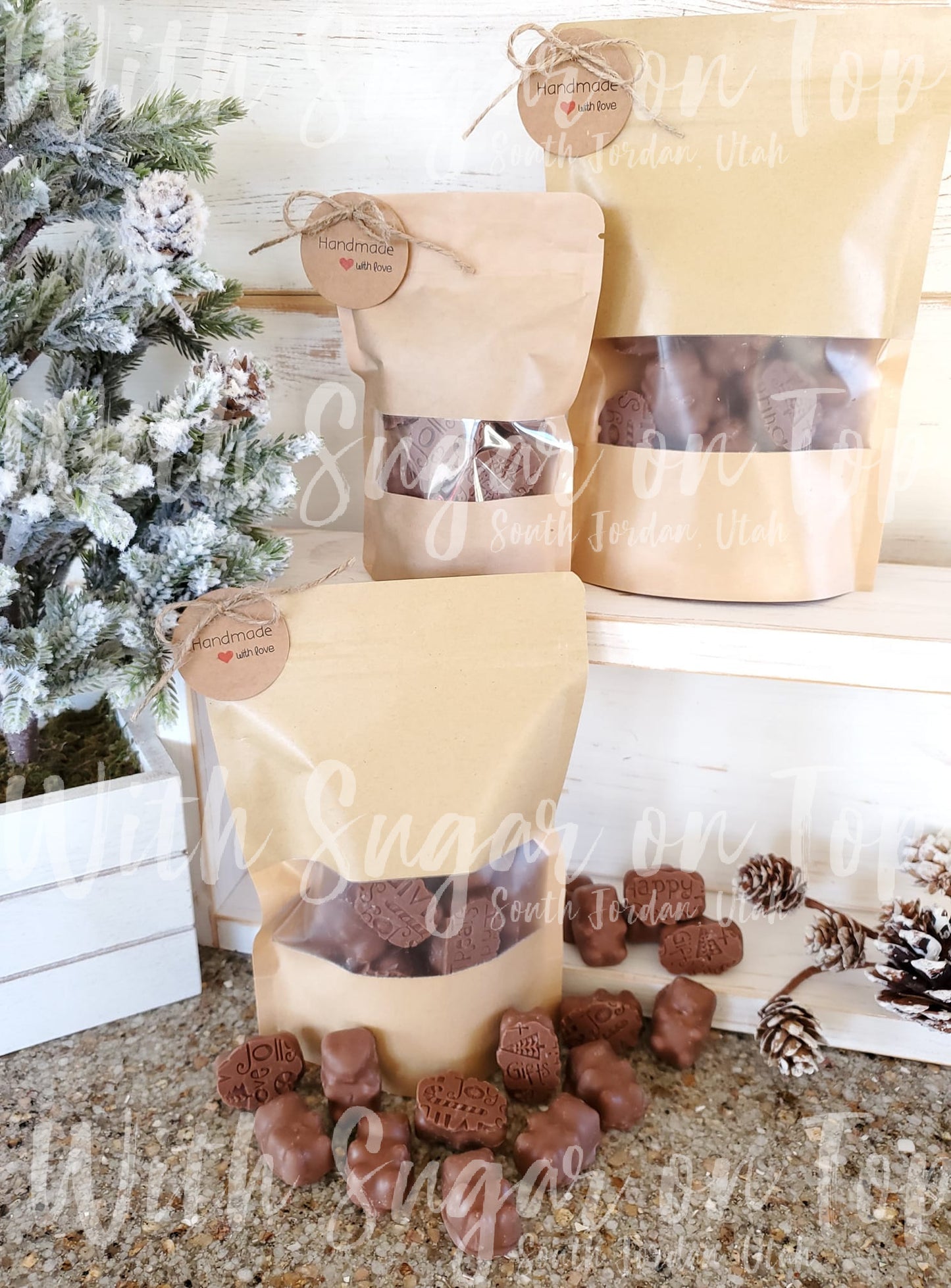 Christmas Chocolate Covered Cinnamon Bears, Embossed